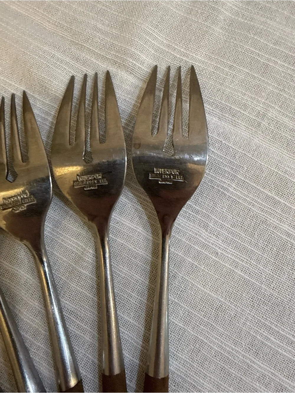 Interpur Japan MCM INR2 Salad Forks Hearts Scrolls Wood Handles Set of 6